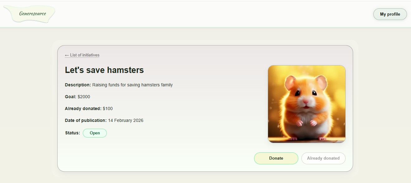 Fundraiser initiative screenshot
